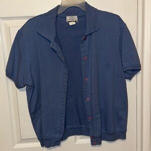 3 for $10 Vintage Paul Harris Design Sport blue button down ss shirt sz medium